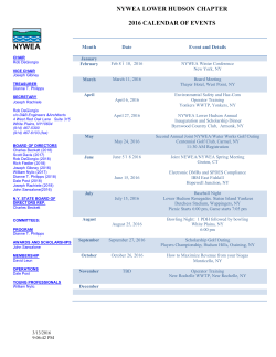 NYWEA LOWER HUDSON CHAPTER 2016 CALENDAR OF EVENTS