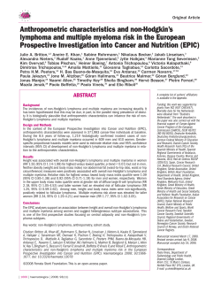 Anthropometric characteristics and non-Hodgkin`s