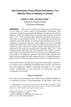 Self-Compassion Versus Global Self-Esteem