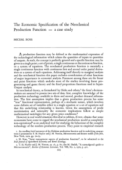 The Economic Specification of the Neoclassical Production Function