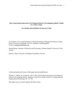 Latent deprivation and psychological health over time 1 Does Latent