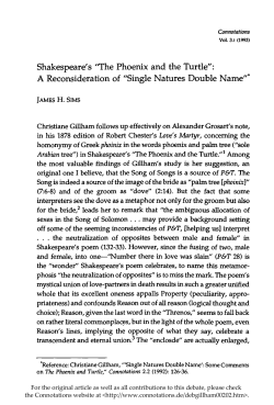 Shakespeare`s "The Phoenix and the Turtle": A Reconsideration of