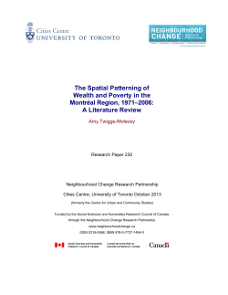 The Spatial Patterning of Wealth and Poverty in the Montr&eacute;al Region