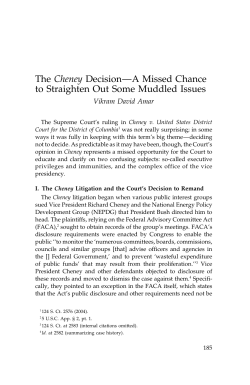 The Cheney Decision—A Missed Chance to Straighten Out Some