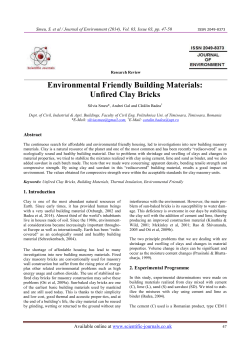 Environmental Friendly Building Materials: Unfired Clay Bricks