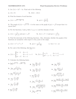 MATHEMATICS 1571 Final Examination Review Problems 1. Let f(x
