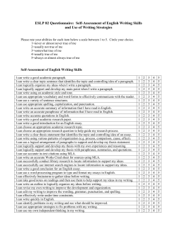 ESLP 82 Questionnaire: Self-Assessment of English Writing Skills