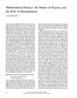 Mathematical Fluency: the Nature of Practice and the Role of