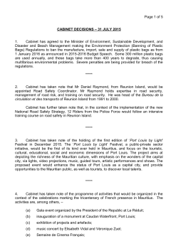cabinet decisions – 31 july 2015