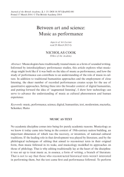 Between art and science: Music as performance