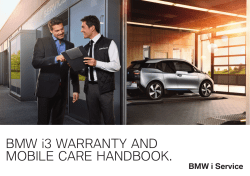 BMW i3 WARRANTY AND MOBILE CARE HANDBOOK.