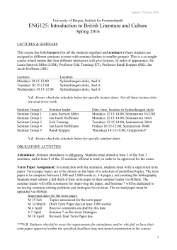 ENG125: Introduction to British Literature and Culture