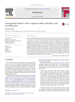 Investigating America`s elite: Cognitive ability, education, and sex