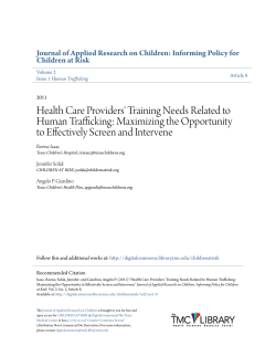 Health Care Providers` Training Needs Related to Human Trafficking