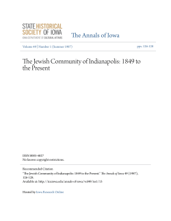 The Jewish Community of Indianapolis: 1849 to the Present