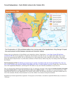 Toward Independence &ndash; Early British Actions in the Colonies (HA)