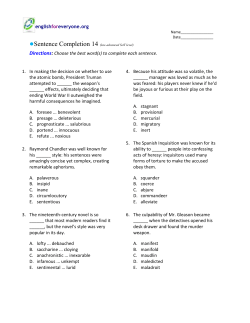 Sentence Completion 14 (low-advanced SAT level)