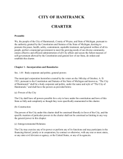 CITY OF HAMTRAMCK CHARTER