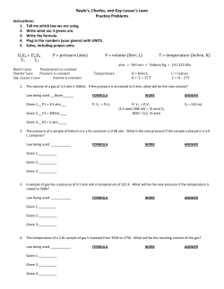 Boyle`s, Charles, and Gay-Lussac`s Laws Practice Problems P1V1