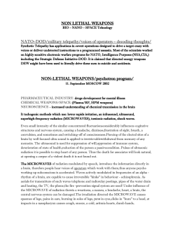 NON LETHAL WEAPONS NATO&ndash;DOD/military telepathy/voices of