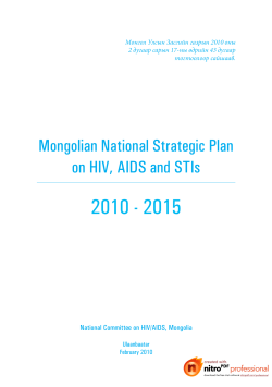 Mongolian National Strategic Plan on HIV, AIDS and STIs 2010