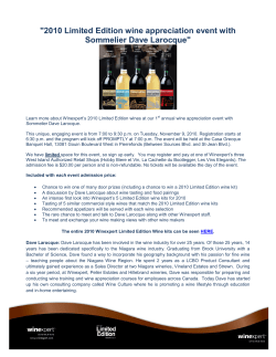 2010 Limited Edition wine tasting event with Sommelier