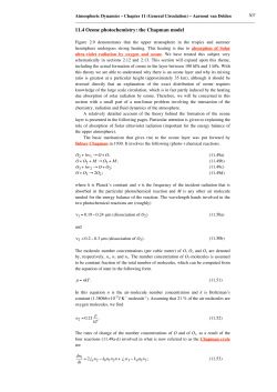 11.4 Ozone photochemistry: the Chapman model