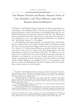 The Monroe Doctrine and Russia American Views of - TRAN-B-300