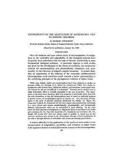 EXPERIMENTS ON THE ADAPTATION OF ESCHERICHIA COLI TO