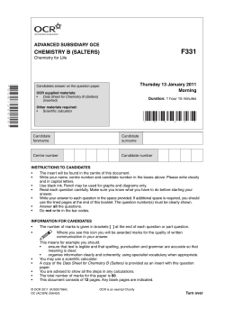 Question paper - Unit F331 - Chemistry for life