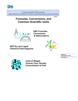 Formulas Conversions Handout for Testing