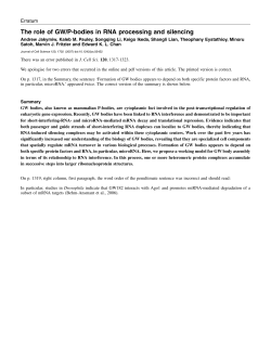 The role of GW/P-bodies in RNA processing and silencing