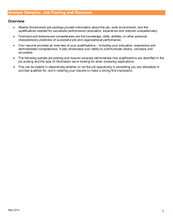 Analyze Samples: Job Posting and Resumes