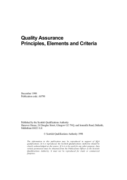 Quality Assurance Principles, Elements and Criteria