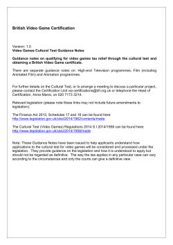 Cultural test for Video Games