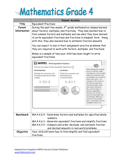 Parent Activity Title Equivalent Fractions Parent Information During