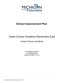 School Improvement Plan - Cesar Chavez Academy East Campus