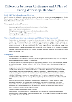 Abstinence and A Plan of Eating Workshop