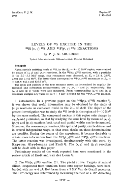 LEVELS OF 32S EXCITED IN THE 2`?3i (a, 7) 3% AND 31P($, 7