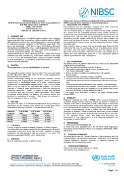 1st WHO International Genetic Reference Panel for