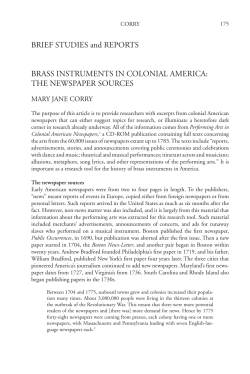 BRIEF STUDIES and REPORTS BRASS INSTRUMENTS IN