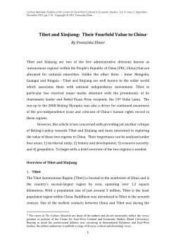 Tibet and Xinjiang: Their Fourfold Value to China1