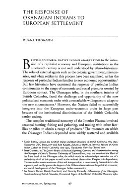 the response of okanagan indians to european settlement