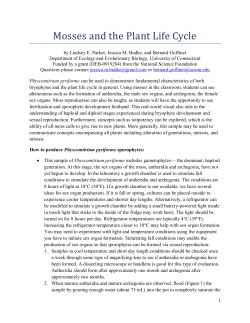 Mosses and the Plant Life Cycle