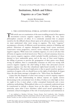 Institutions, Beliefs and Ethics: Eugenics as a Case Study*