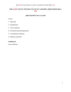 The Kilifi County Petition to County Assembly (Procedure) Bill, 2016