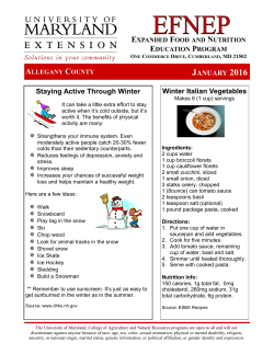 JANUARY 2016 Winter Italian Vegetables Staying Active Through