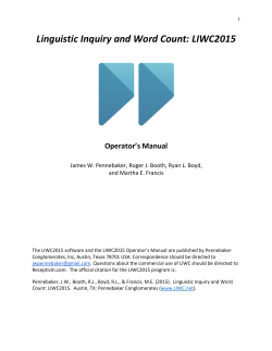 Linguistic Inquiry and Word Count: LIWC2015