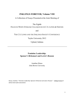 Spenser`s Britomart and Lewis`s Reason