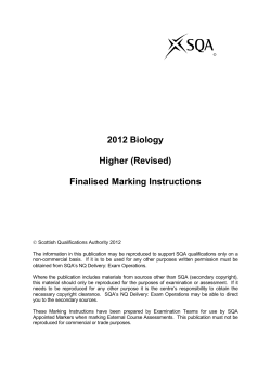 2012 Biology Higher (Revised) Finalised Marking Instructions